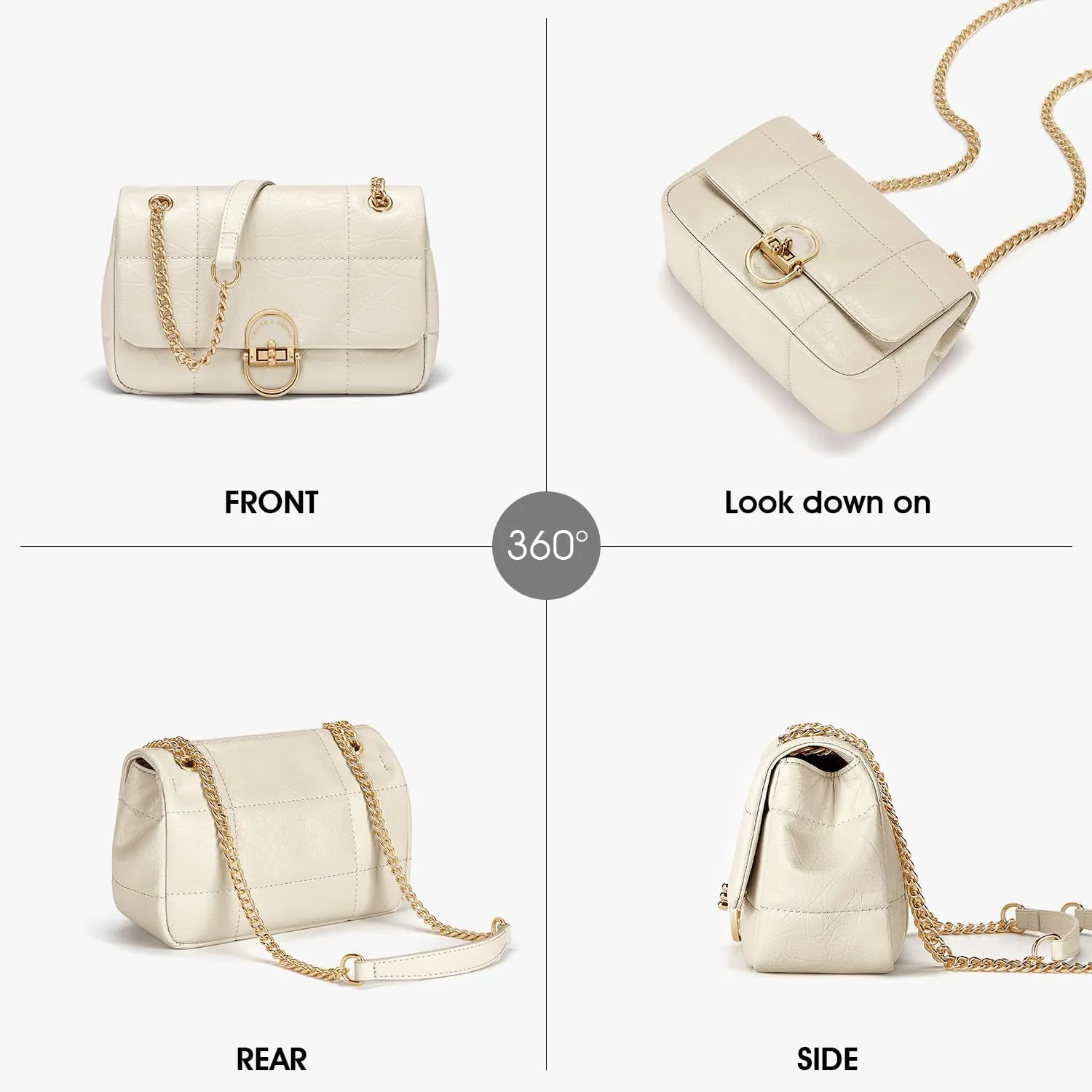 Cnoles Crossbody Bags for Women Fashion Leather Shoulder Bag with Chain Strap Trendy Clutch Purse Satchel Purse Handbag