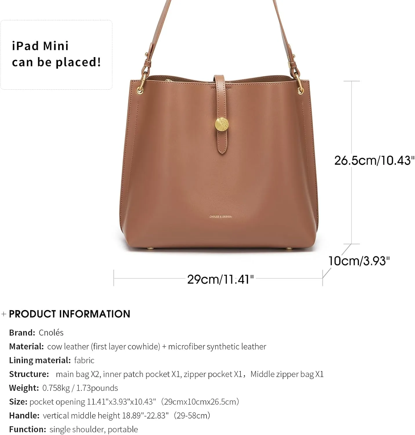 Cnoles Women Genuine Leather Designer Tote Bags Purses And Handbags For Women Fashion Ladies Top Handle Shoulder Satchel Bag