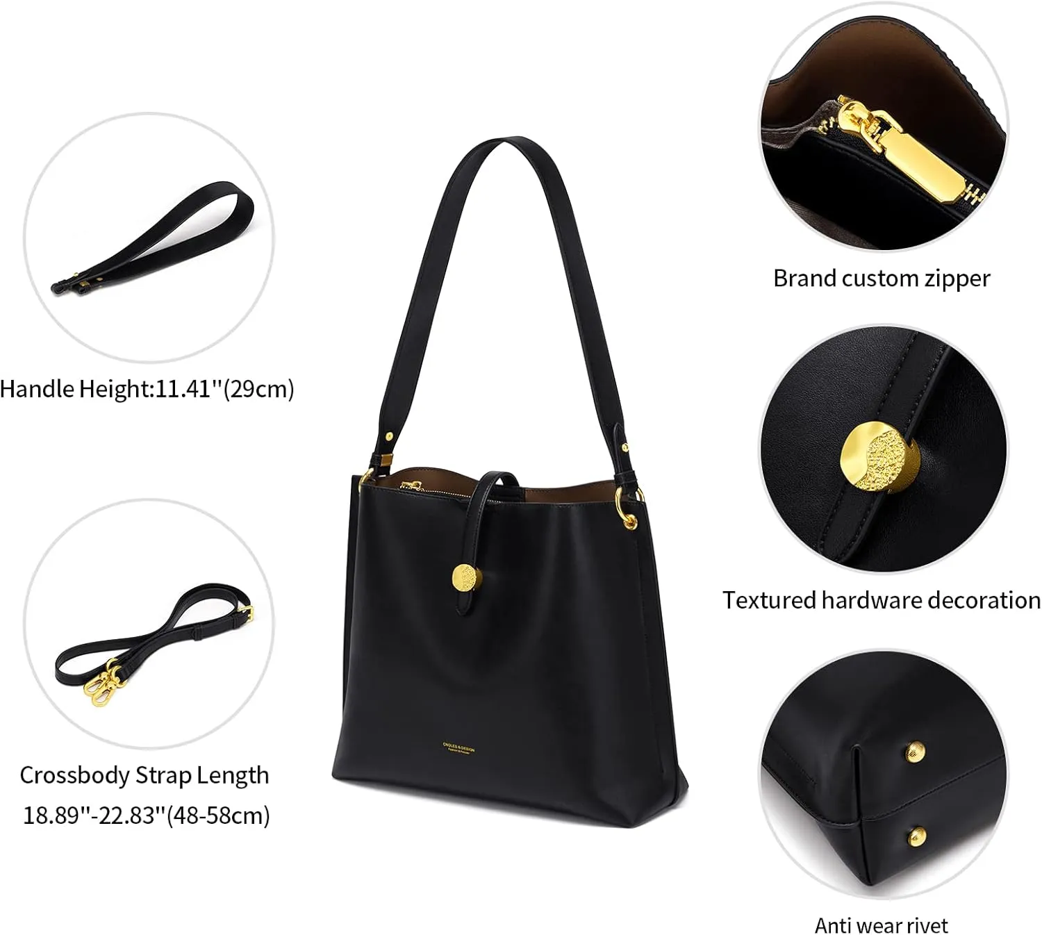 Cnoles Women Genuine Leather Designer Tote Bags Purses And Handbags For Women Fashion Ladies Top Handle Shoulder Satchel Bag