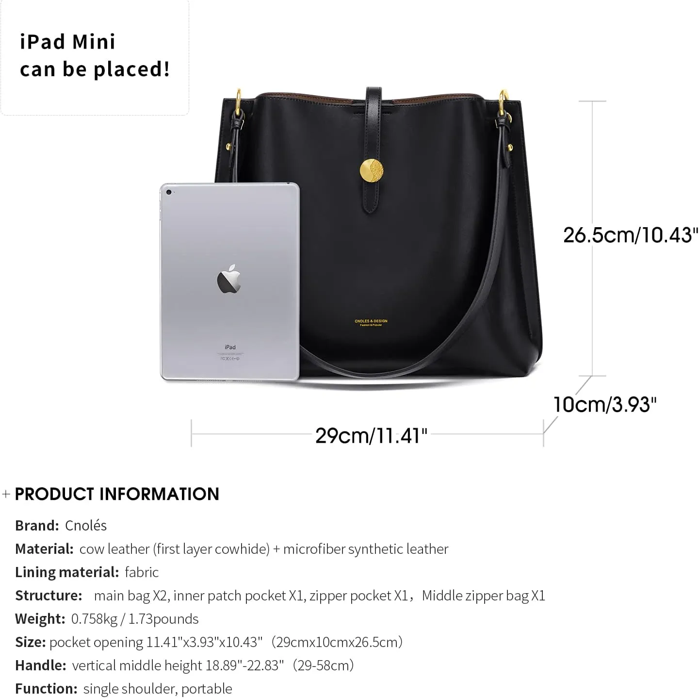 Cnoles Women Genuine Leather Designer Tote Bags Purses And Handbags For Women Fashion Ladies Top Handle Shoulder Satchel Bag
