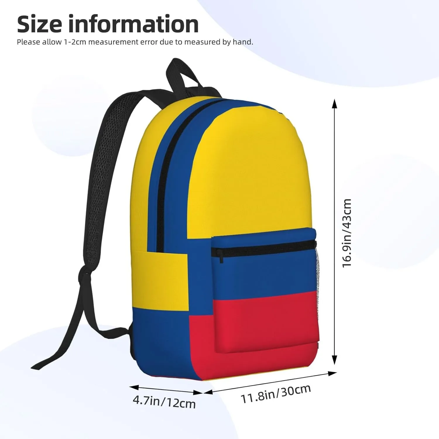 Colombian Colombia Flag 17 Inch Backpacks Multipurpose Laptop Backpack Double Shoulder Bag for Men Women Gifts