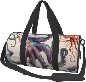 Color octopus Printed Sports Gym Bag for Men Women Foldable Duffel Bag Carry On Weekender Bag for Travel Sports