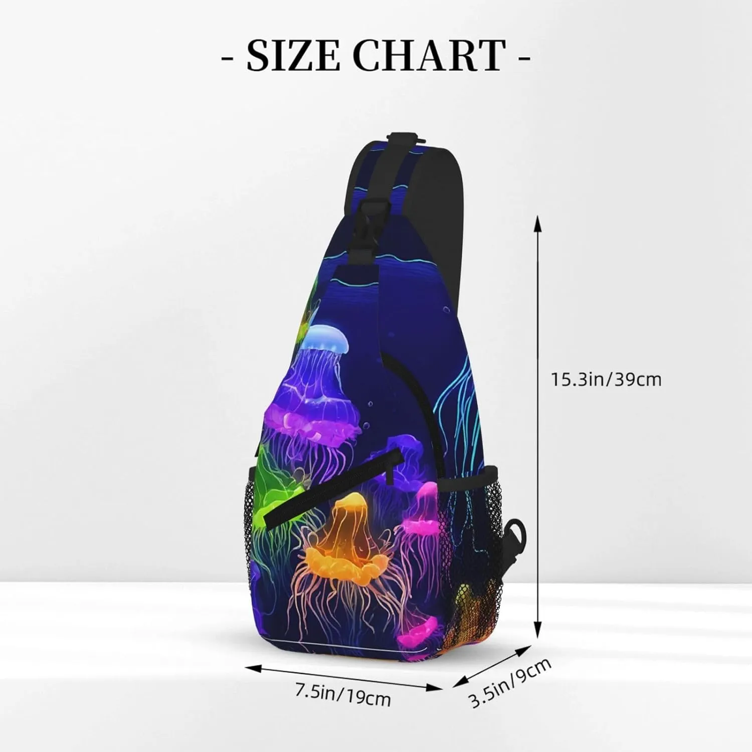 Colored Jellyfish Print Cross Chest Bag Diagonally For Short-Distance Travel And Daily Use