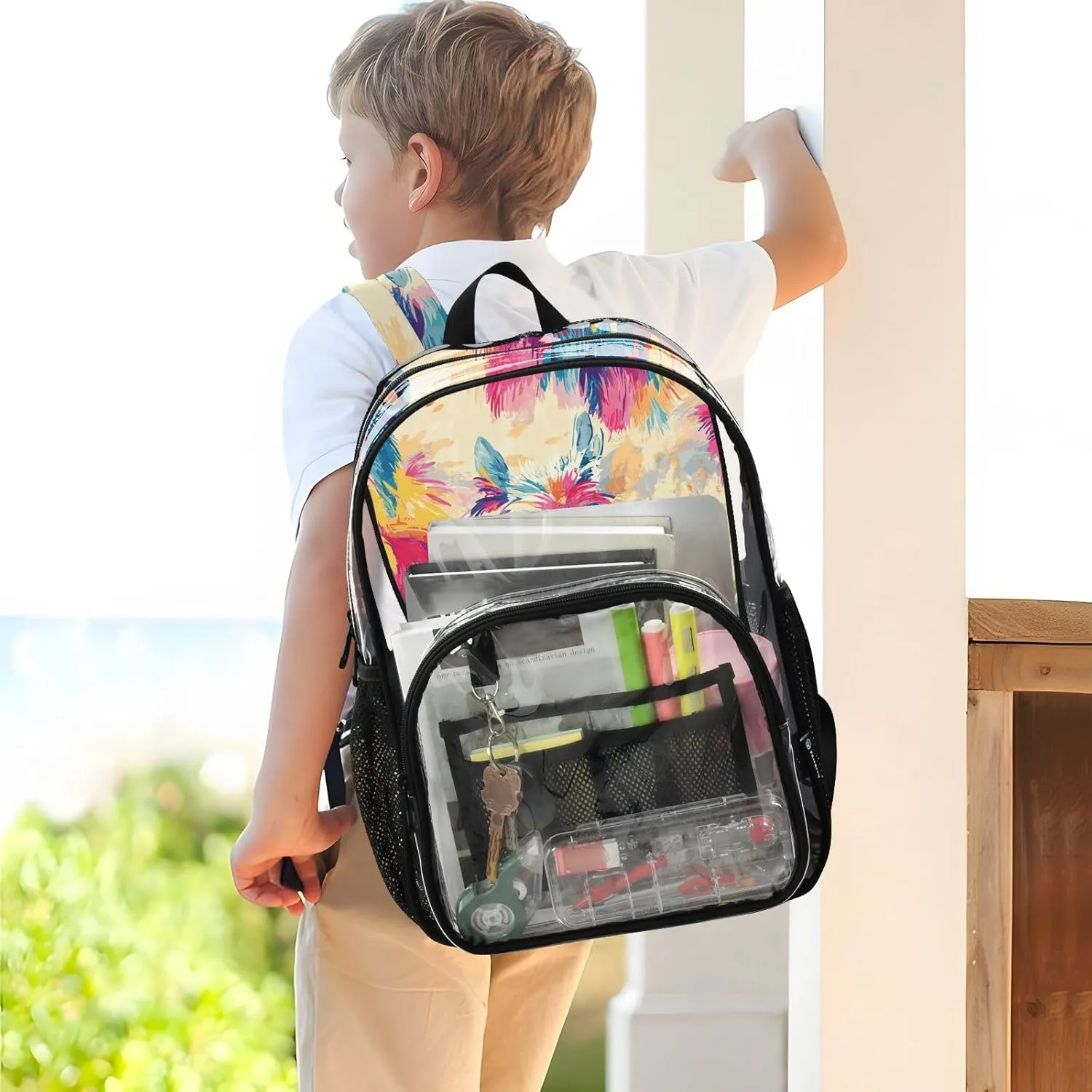 Colorful Llamas Tropical Paradise Backpack Clear For School Clear Backpacks For Teens See Through Transparent PVC Backpacks