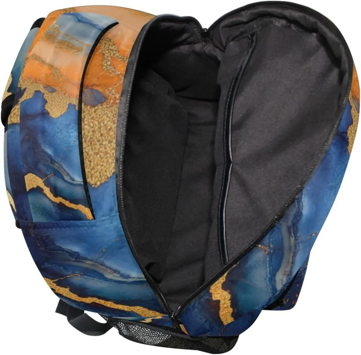Cool Backpacks for Teacher Nurse Fashion Backpack With Water Bottle Pocket with Chest Strap Gift Men & Women Marble Orange Royal Blue