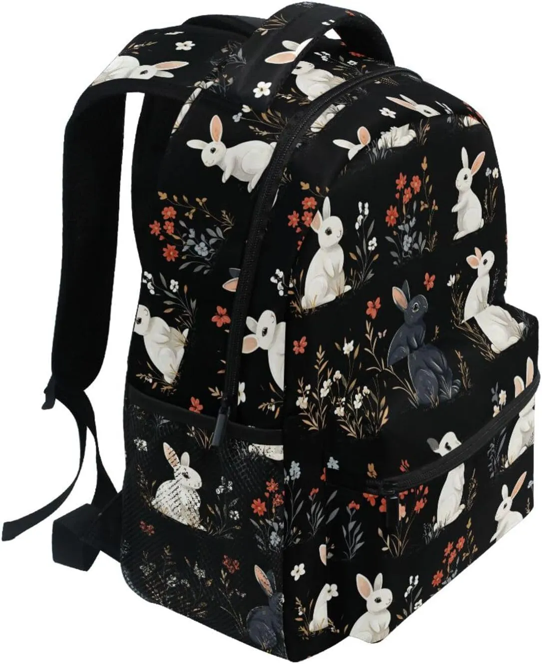 Cool Backpacks for Teacher Nurse Fashion Sports Backpack with Chest Strap Gift Men & Women Cartoon Cute Bunny Black