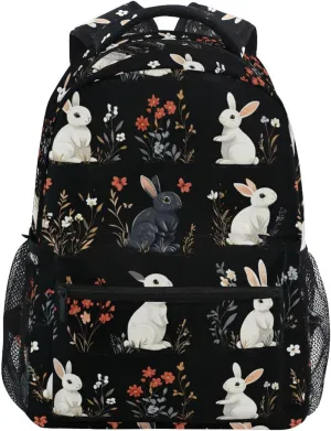 Cool Backpacks for Teacher Nurse Fashion Sports Backpack with Chest Strap Gift Men & Women Cartoon Cute Bunny Black
