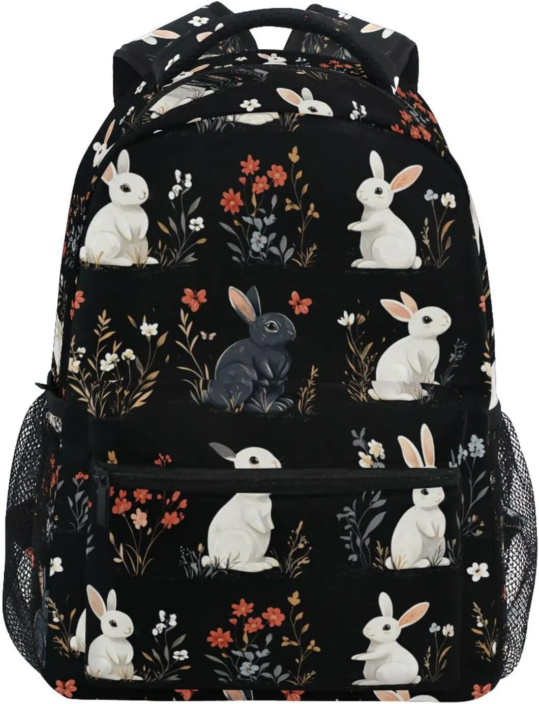 Cool Backpacks for Teacher Nurse Fashion Sports Backpack with Chest Strap Gift Men & Women Cartoon Cute Bunny Black