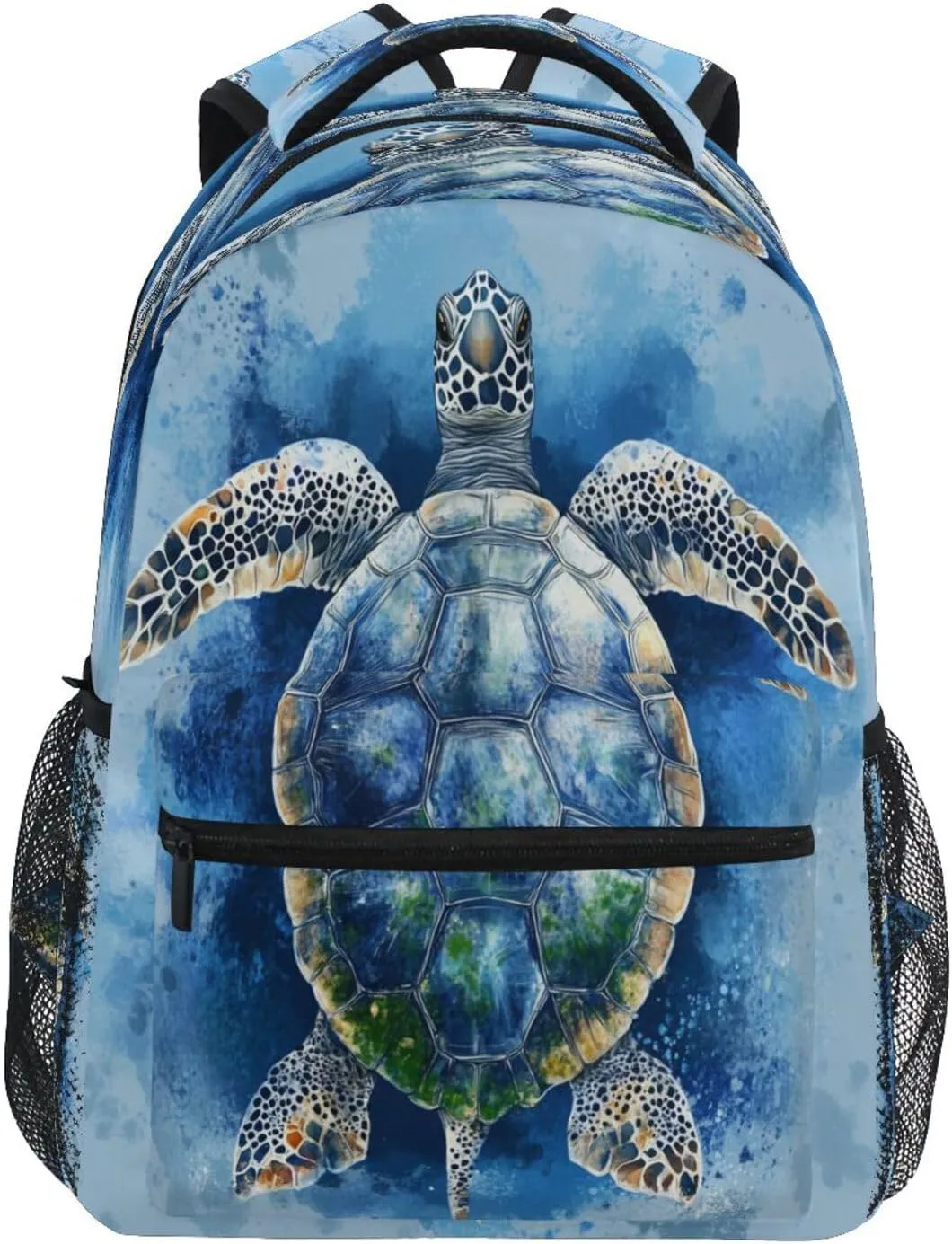 Cool Backpacks for Teacher Nurse Waterproof Personal Backpack with Chest Strap Gift Men & Women Fierce Turtle Reptile Blue