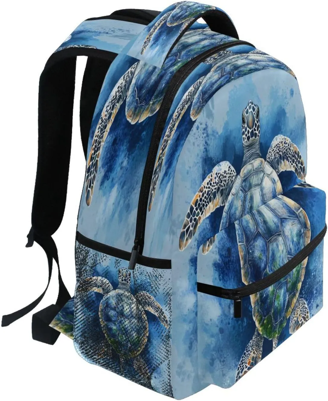 Cool Backpacks for Teacher Nurse Waterproof Personal Backpack with Chest Strap Gift Men & Women Fierce Turtle Reptile Blue