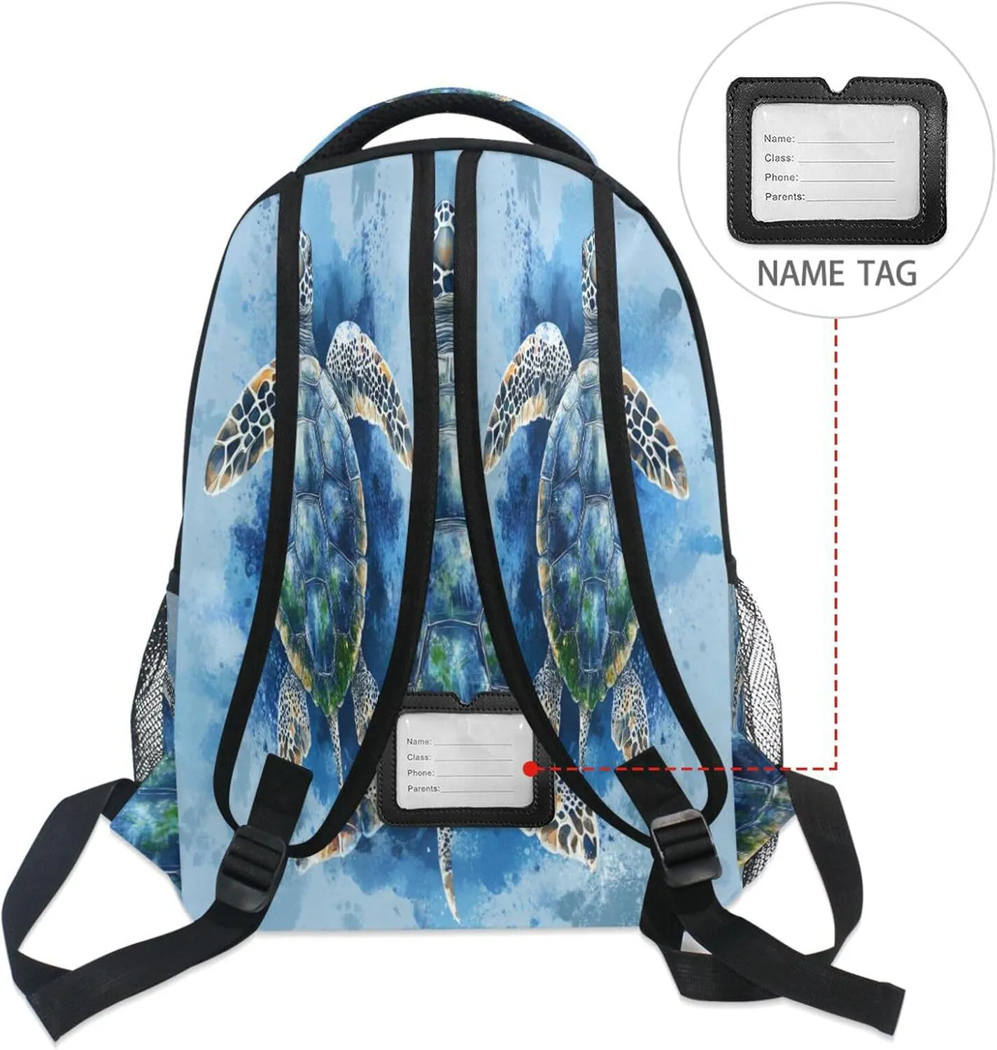 Cool Backpacks for Teacher Nurse Waterproof Personal Backpack with Chest Strap Gift Men & Women Fierce Turtle Reptile Blue