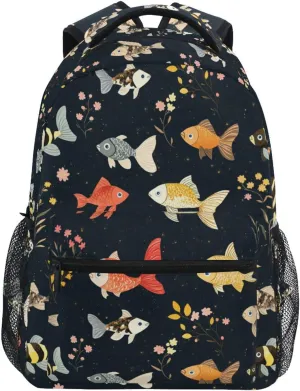 Cool Backpacks for Unisex Adult Fashion School Book Bag with Chest Strap for College Work Cartoon Sweet Fish Neutral