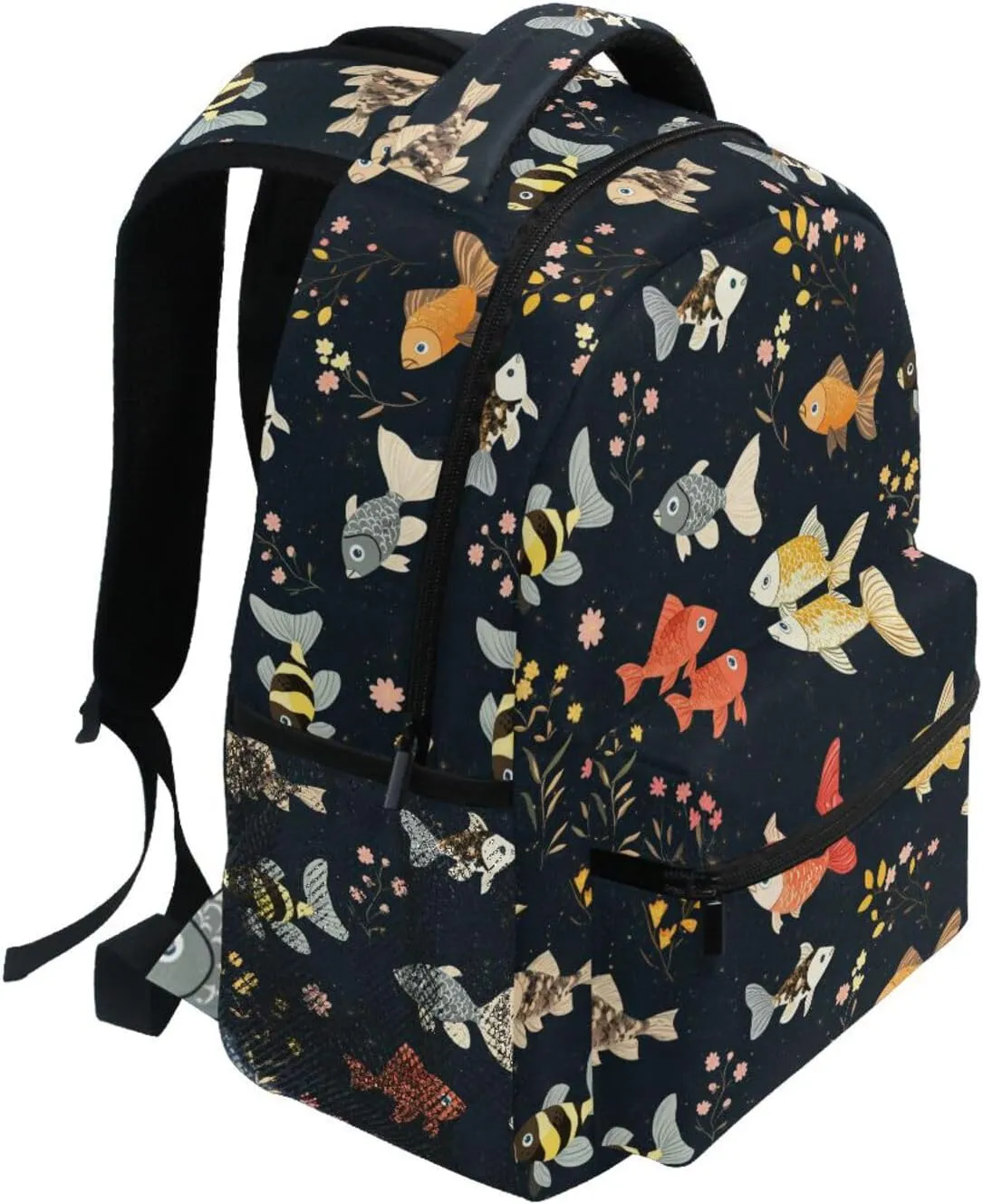 Cool Backpacks for Unisex Adult Fashion School Book Bag with Chest Strap for College Work Cartoon Sweet Fish Neutral