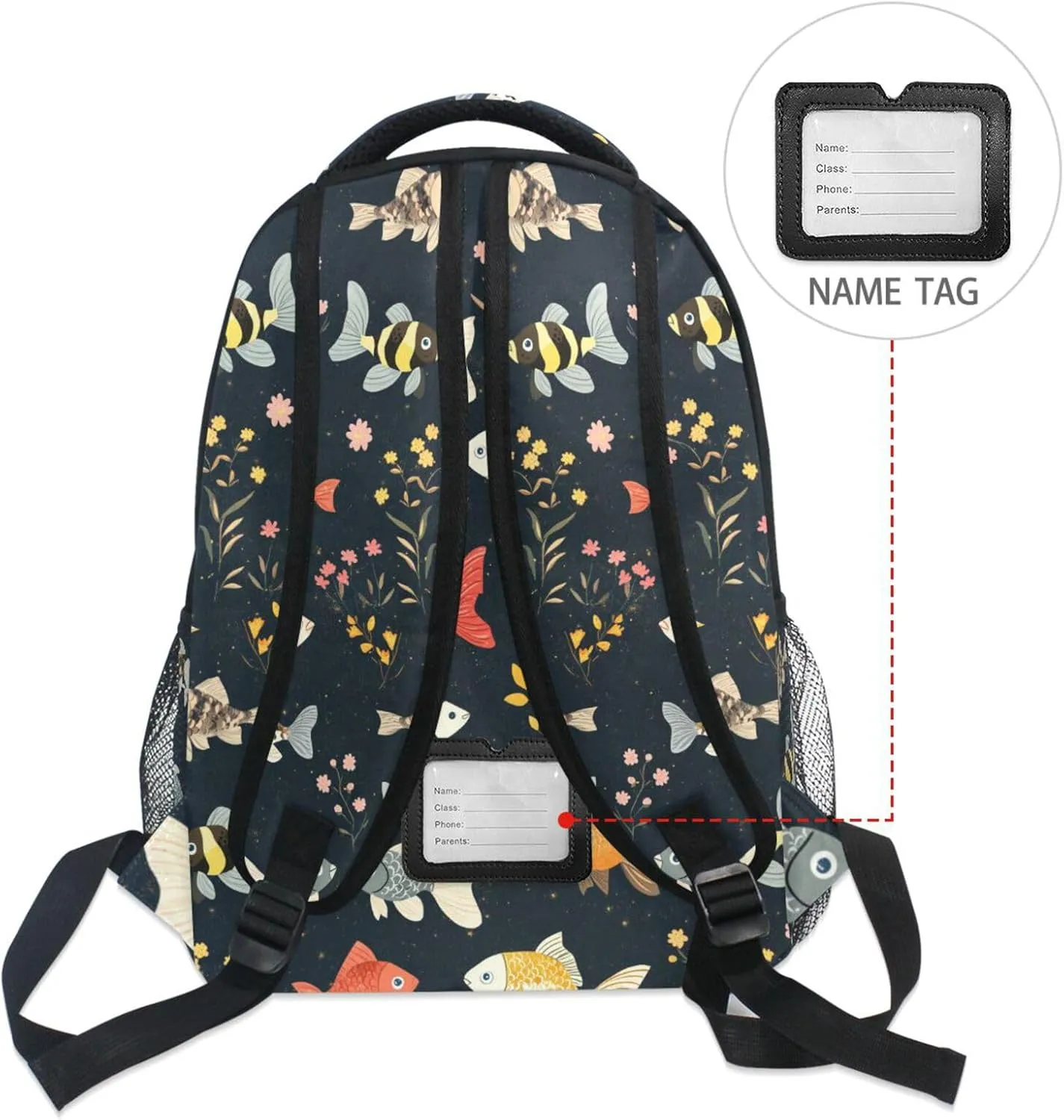 Cool Backpacks for Unisex Adult Fashion School Book Bag with Chest Strap for College Work Cartoon Sweet Fish Neutral