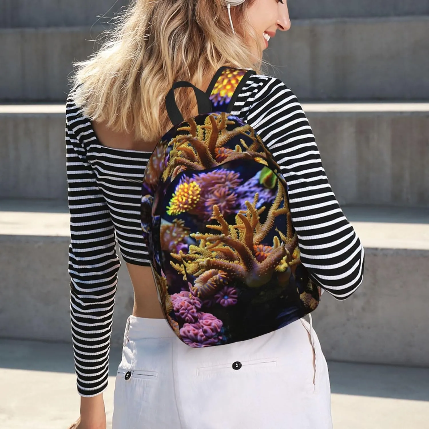 Coral Reef print Backpack Travel Backpacks for Women Men College Backpack Computer Bag for Travel