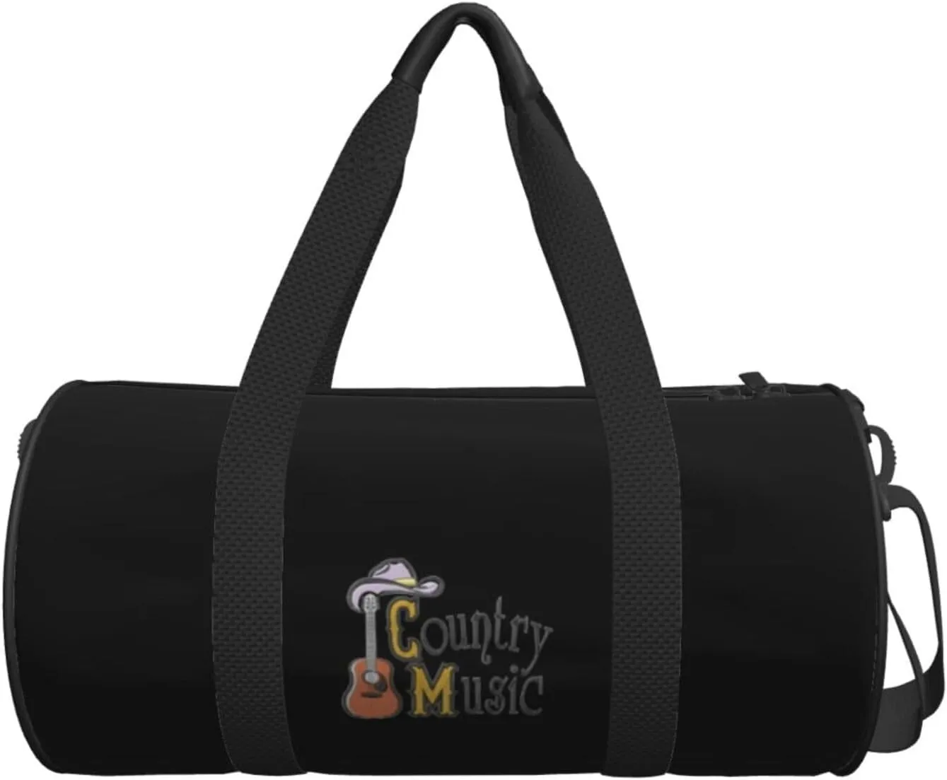 Country Music Travel Luggage Duffel Bag Sports Rolling Foldable Duffel Bag, Black