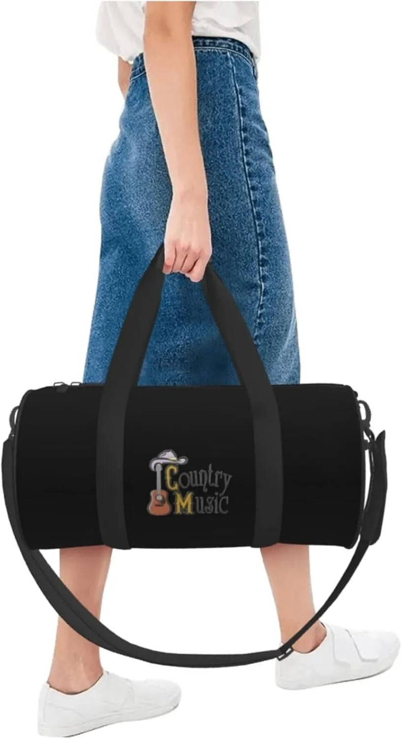 Country Music Travel Luggage Duffel Bag Sports Rolling Foldable Duffel Bag, Black