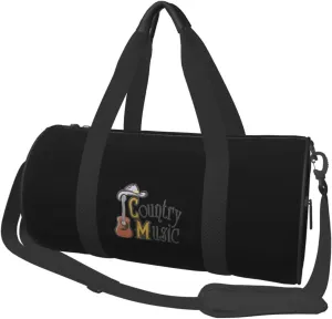 Country Music Travel Luggage Duffel Bag Sports Rolling Foldable Duffel Bag, Black
