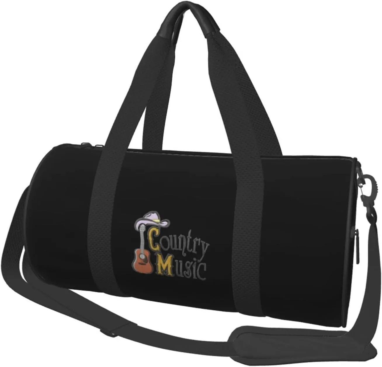 Country Music Travel Luggage Duffel Bag Sports Rolling Foldable Duffel Bag, Black
