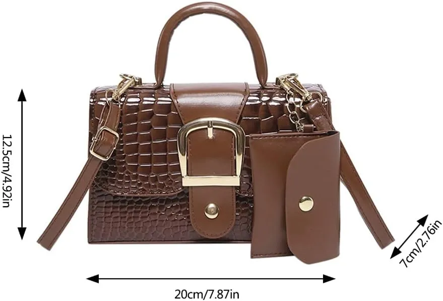 Creative Alligator Embossed Crossbody and Handheld Bag Set PU Leather Shoulder Bags Handbag for Fashionable Ladies
