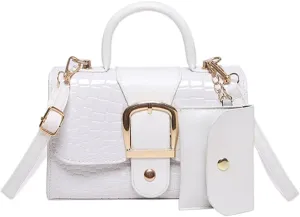 Creative Alligator Embossed Crossbody and Handheld Bag Set PU Leather Shoulder Bags Handbag for Fashionable Ladies