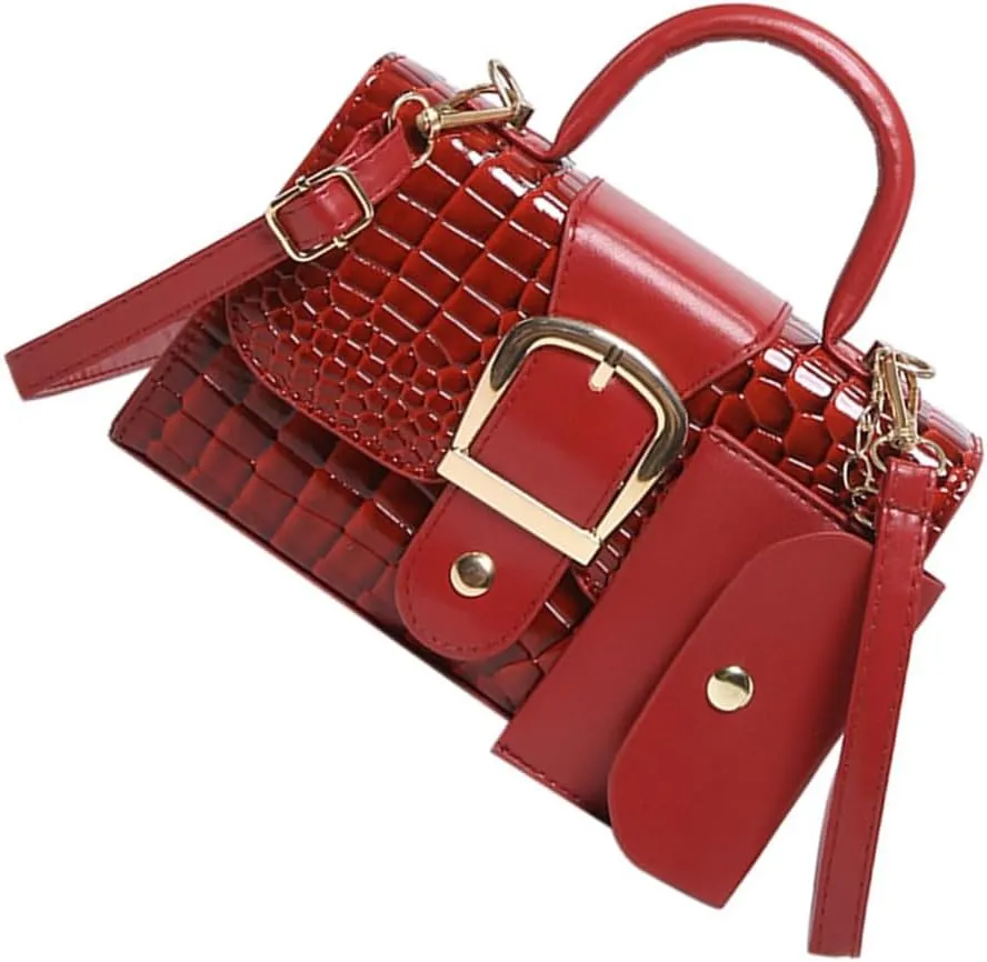 Creative Alligator Embossed Crossbody and Handheld Bag Set PU Leather Shoulder Bags Handbag for Fashionable Ladies