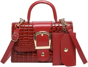 Creative Alligator Embossed Crossbody and Handheld Bag Set PU Leather Shoulder Bags Handbag for Fashionable Ladies
