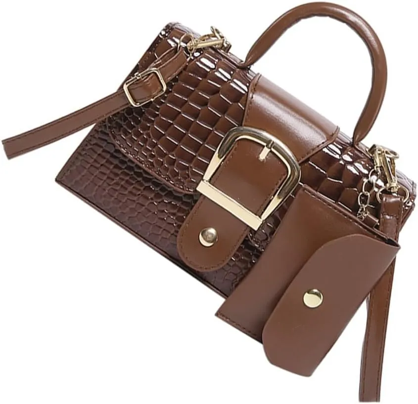 Creative Alligator Embossed Crossbody and Handheld Bag Set PU Leather Shoulder Bags Handbag for Fashionable Ladies