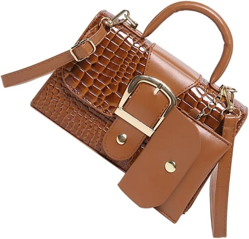 Creative Alligator Embossed Crossbody and Handheld Bag Set PU Leather Shoulder Bags Handbag for Fashionable Ladies