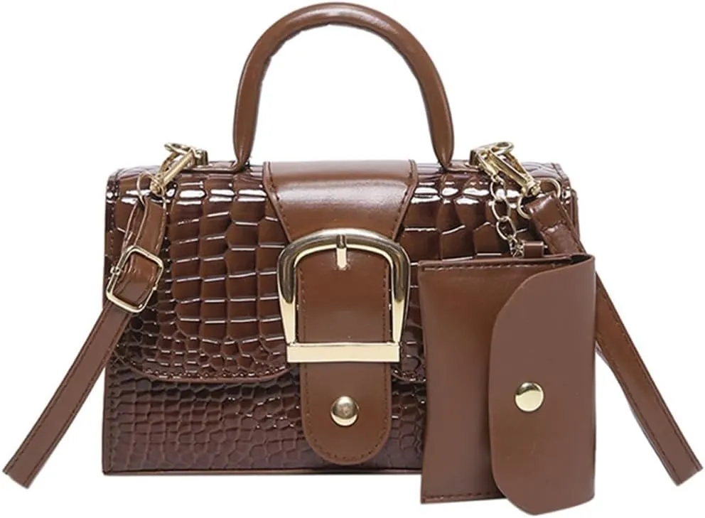 Creative Alligator Embossed Crossbody and Handheld Bag Set PU Leather Shoulder Bags Handbag for Fashionable Ladies