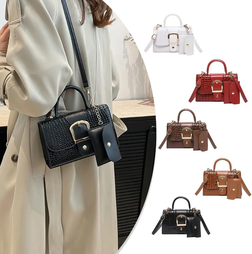 Creative Alligator Embossed Crossbody and Handheld Bag Set PU Leather Shoulder Bags Handbag for Fashionable Ladies