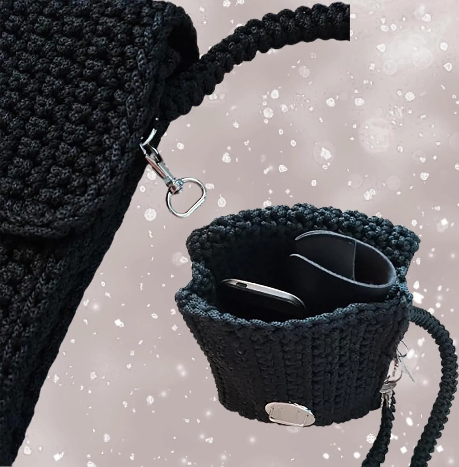 Crochet Crossbody Bag | Elegant and Functional Summer Handbag for Women (Black)