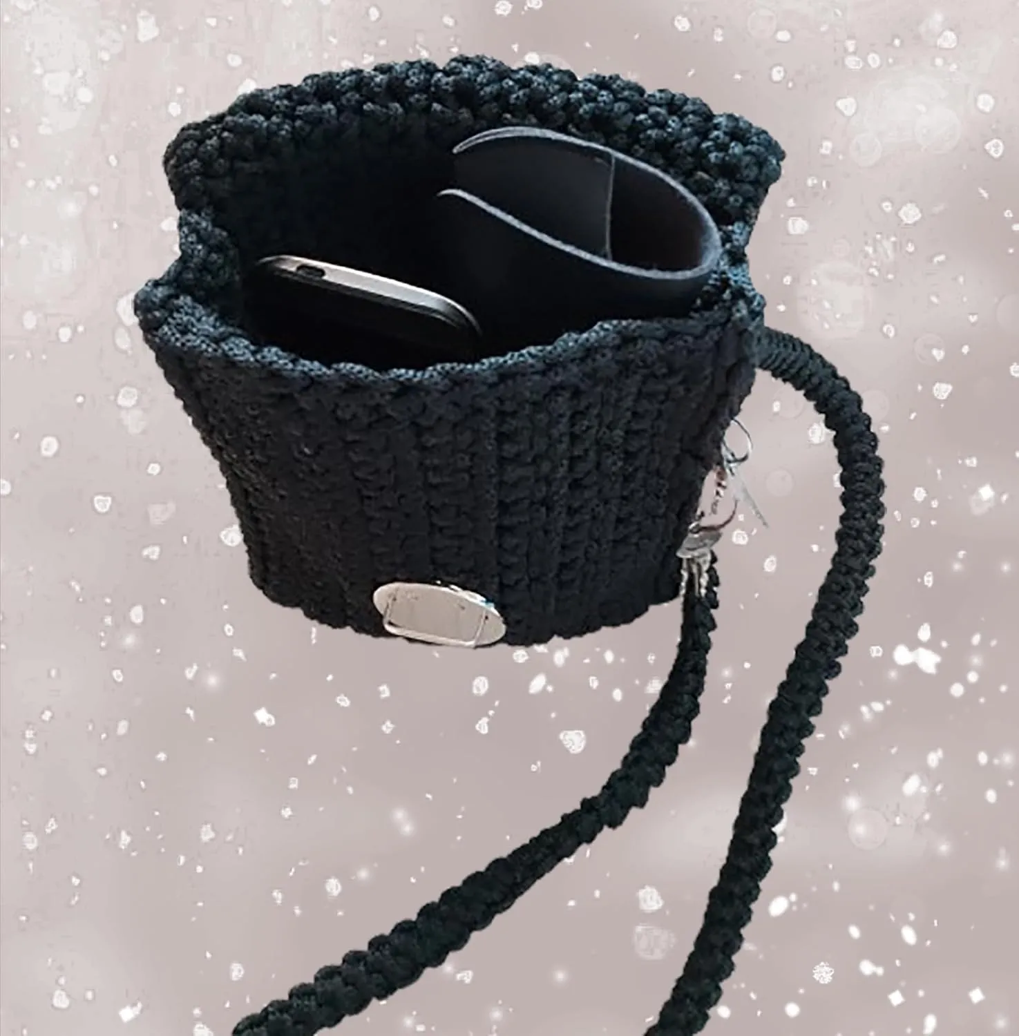 Crochet Crossbody Bag | Elegant and Functional Summer Handbag for Women (Black)