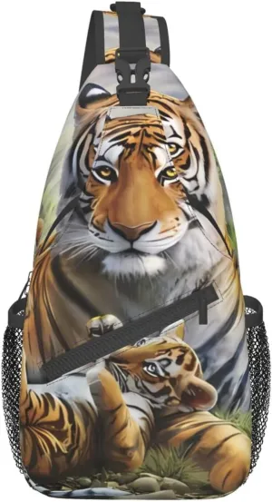 Cross chest bag diagonally Jungle Tigers Cub Prints Suitable For Men And Women outdoor hiking Daily travel Long and short trips