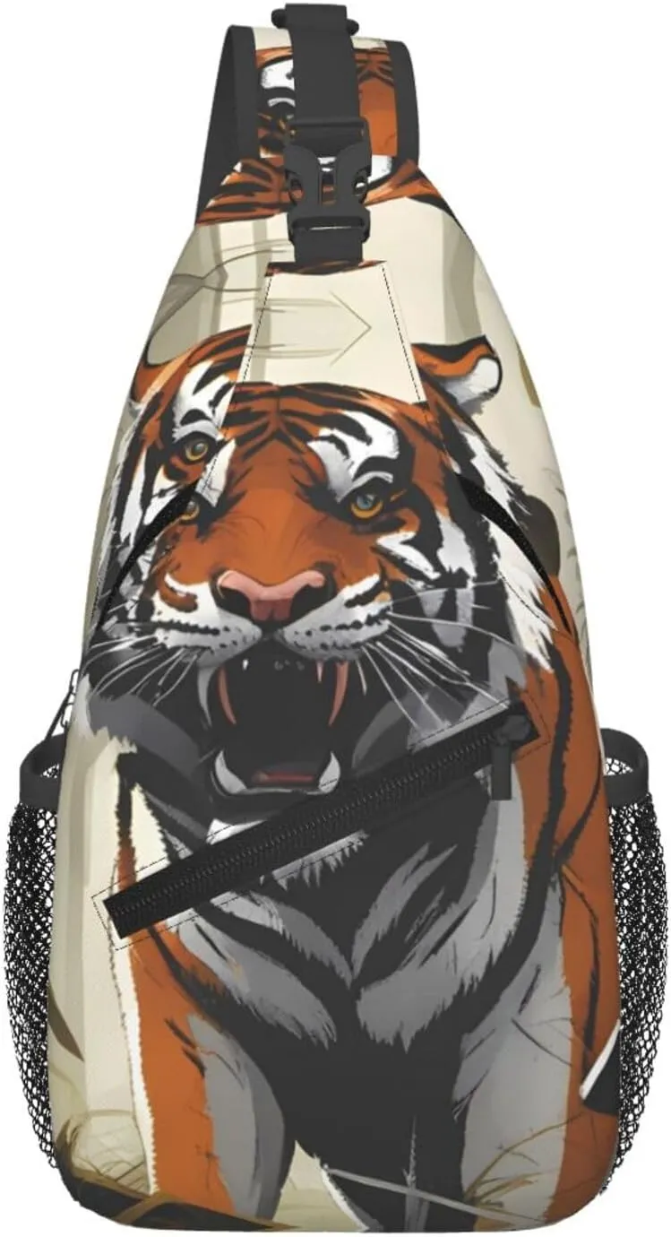 Cross Chest Bag Diagonally - Quality, Durable, and Spacious Shoulder Bag for Men and Women Serious Tiger Printing