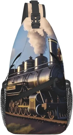 Cross Chest Bag Diagonally - Quality, Durable, and Spacious Shoulder Bag for Men and Women Steam Locomotive Train Printing