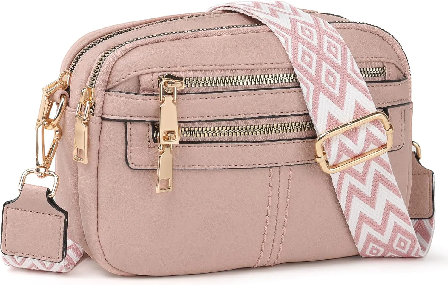 Crossbody Bags for Women, 6-Pockets Purses for Women, Vegan Leather Handbags Shoulder Bag for Travel Shopping