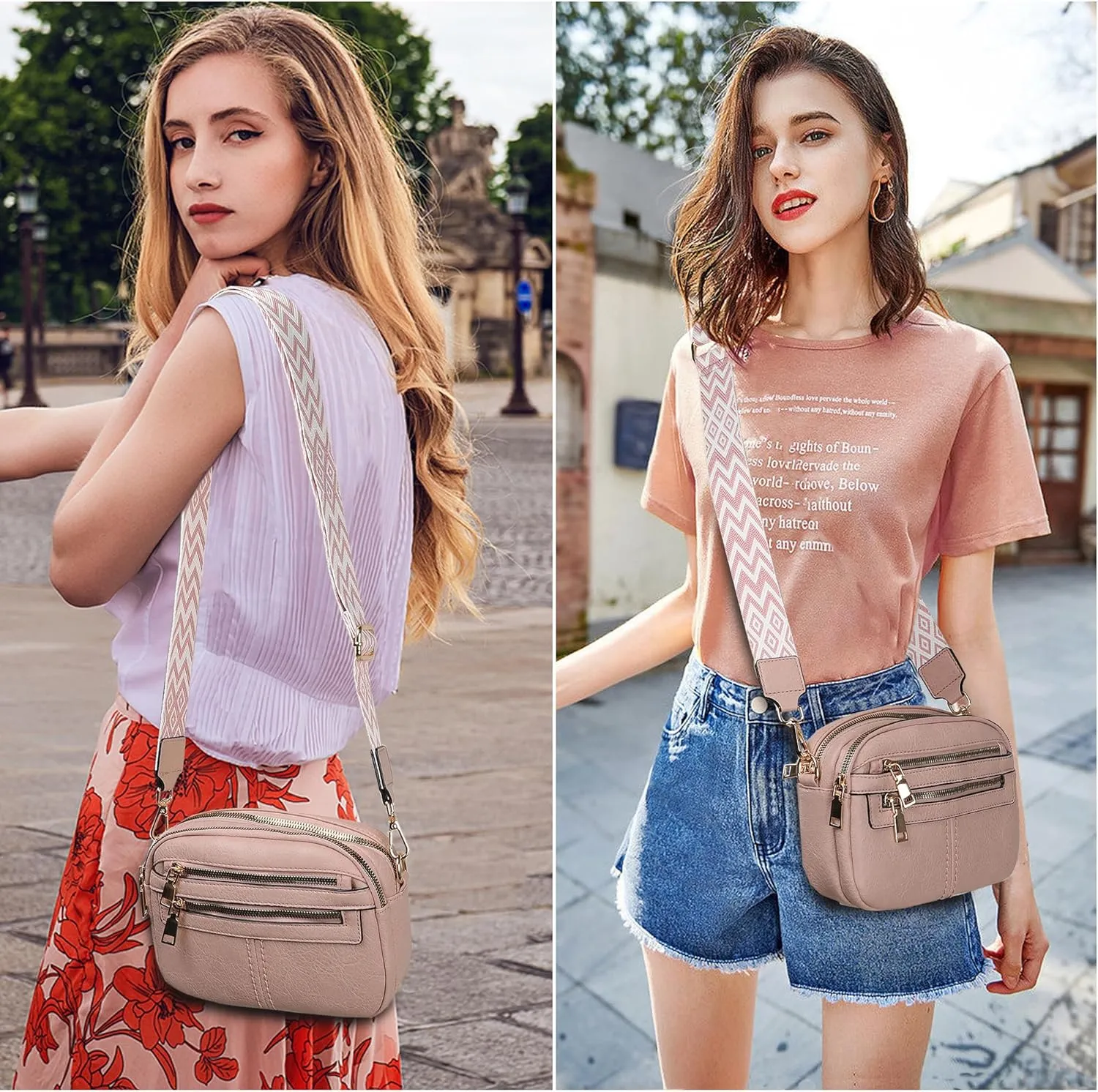 Crossbody Bags for Women, 6-Pockets Purses for Women, Vegan Leather Handbags Shoulder Bag for Travel Shopping