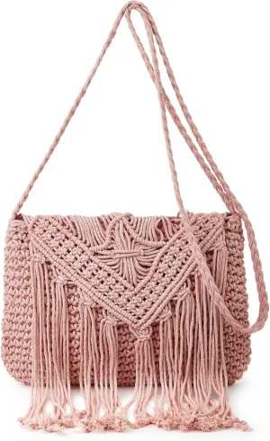 Crossbody Purse for Women Cute Macrame Hobo Satchel Bags Knit Summer Beach Bag Tassels Shoulder Crochet Tote Handbag