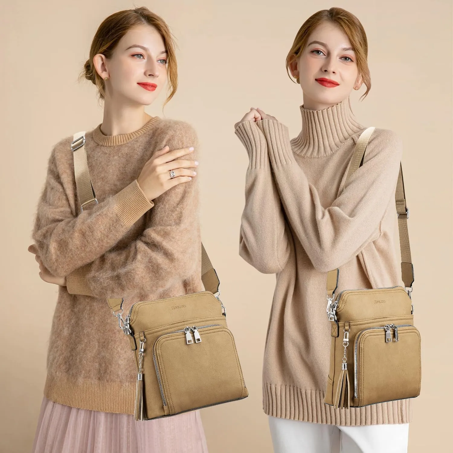 Crossbody Purse for Women,Lightweight Medium Crossbody Bag Soft Leather Women's Shoulder Handbags with Tassel
