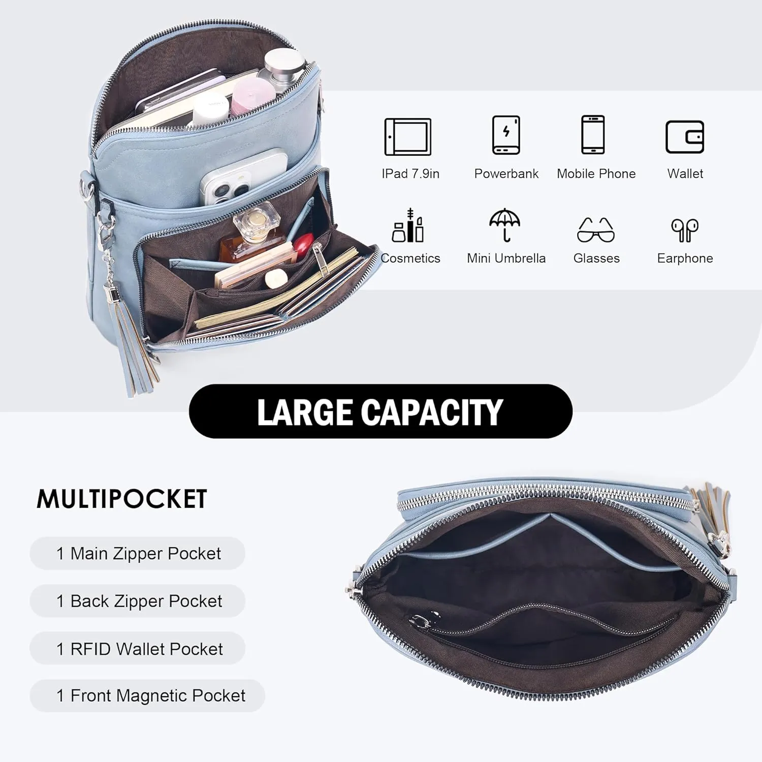 Crossbody Purse for Women,Lightweight Medium Crossbody Bag Soft Leather Women's Shoulder Handbags with Tassel
