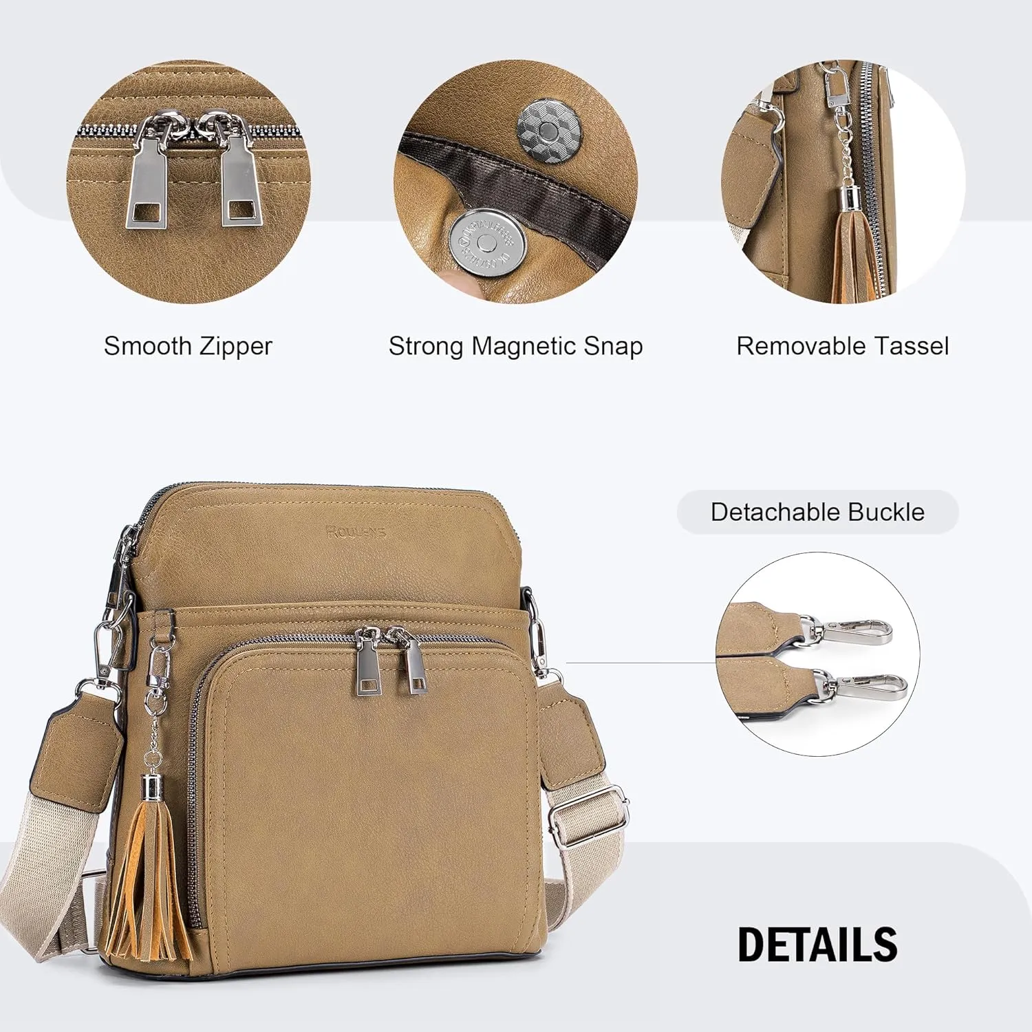 Crossbody Purse for Women,Lightweight Medium Crossbody Bag Soft Leather Women's Shoulder Handbags with Tassel