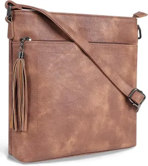 Crossbody Purses for Women, Premium Vagan Leather Crossbody Bag, Adjustable Strap Lightweight Shoulder Bag with Tassel
