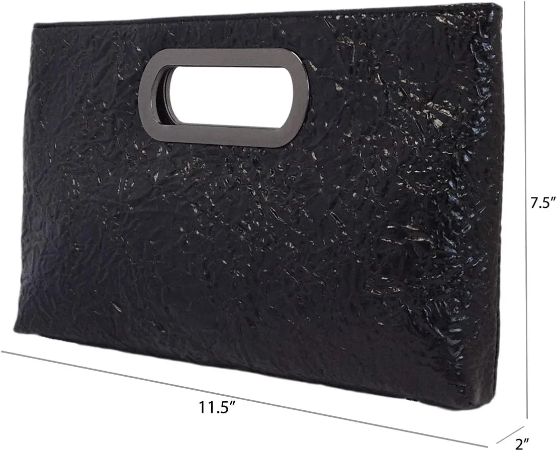 Crushed Metallic Top Handle Clutch