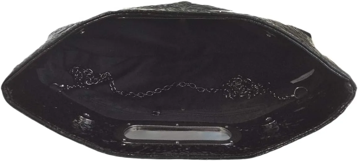 Crushed Metallic Top Handle Clutch