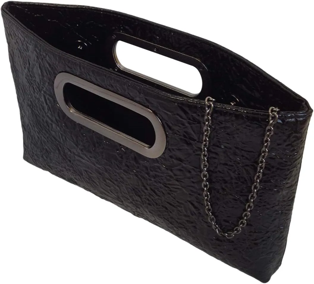 Crushed Metallic Top Handle Clutch