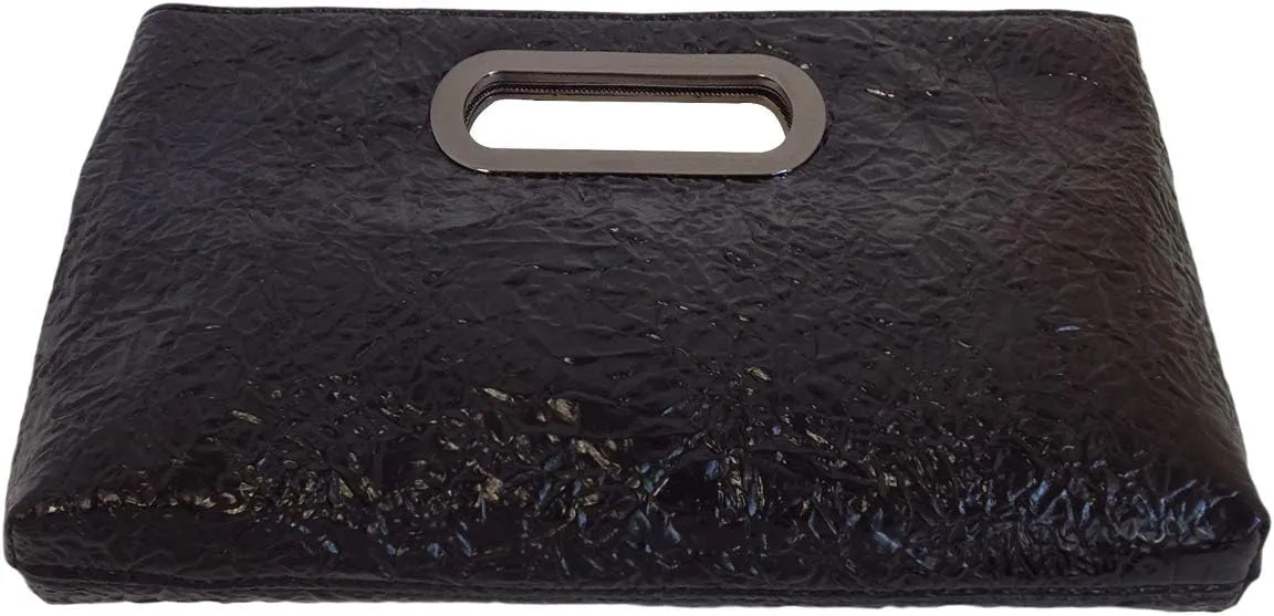 Crushed Metallic Top Handle Clutch