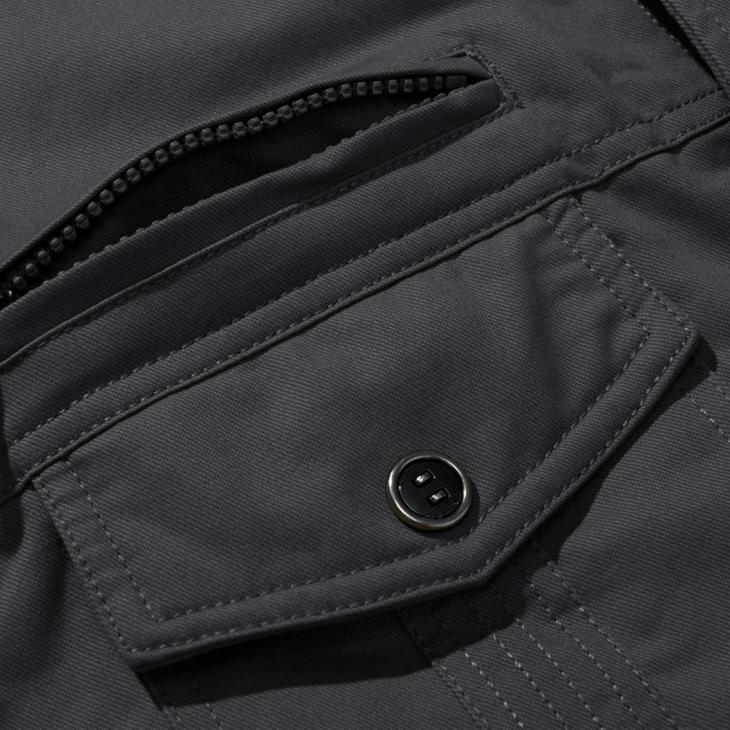 CRYSULLY Men's Winter Casual Thicken Multi Pocket Field Jacket Outwear Fleece Cargo Jackets Coat