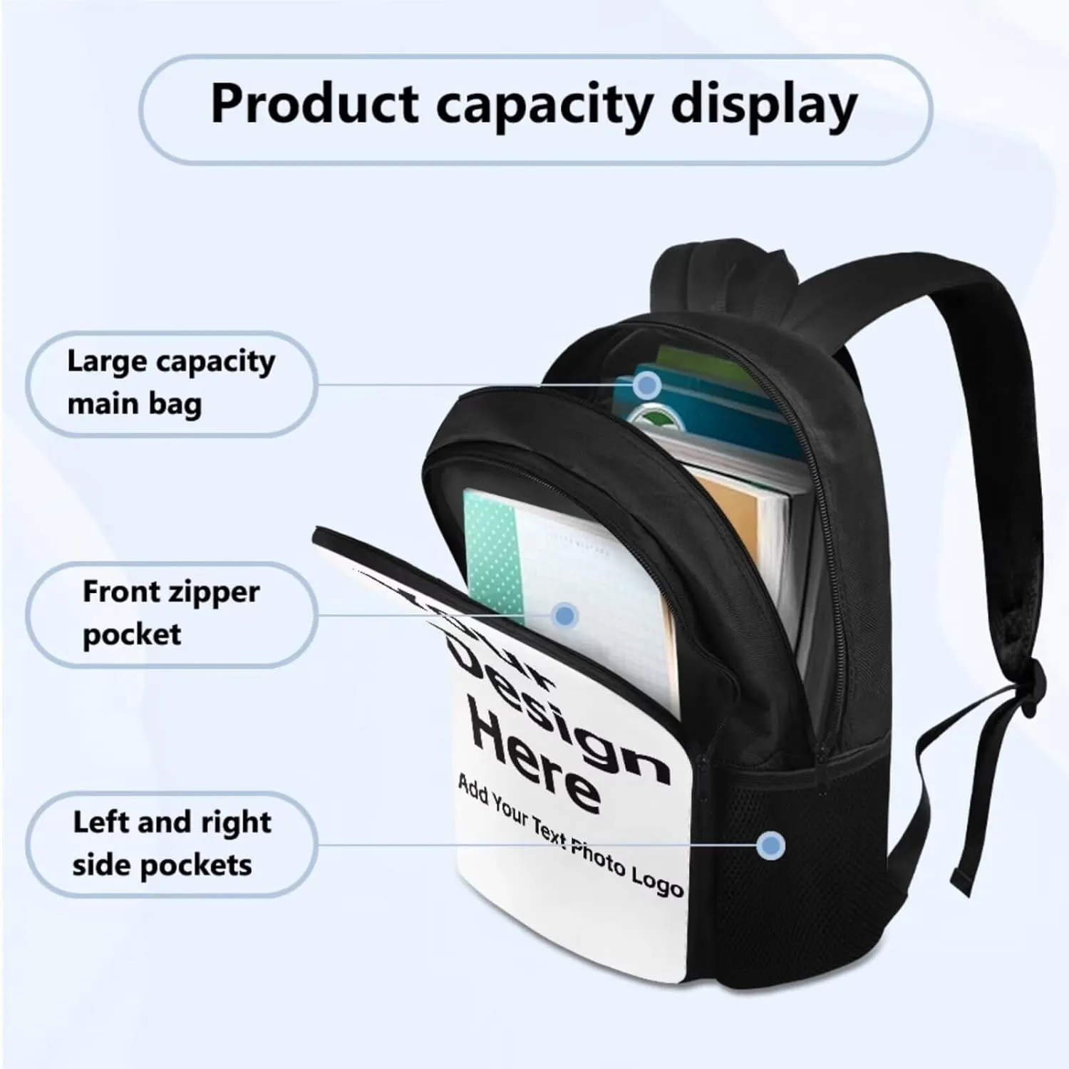 Custom Backpack Personalized 3 in 1 Schoolbag Set with Insulated Lunch Box Pencil Case Backpack Lightweight Schoolbag for School Teen Girls Boys Kids Bookbag for Preschool Elementary School