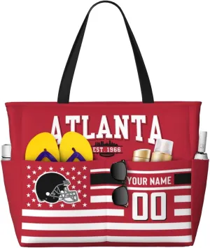 Custom Beach Bag Custom Football Style Large Beach Tote Bag Personalized Add Your Name and Number Shoulder Bag